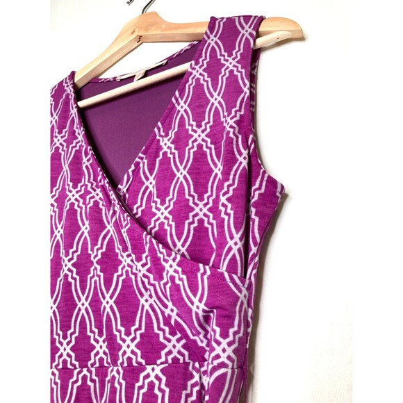 41 Hawthorn Surplice Belted Faux Wrap Dress Purple Geometric Print Size Medium - Picture 4 of 9